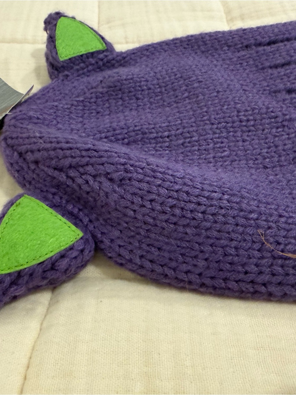 NWT | Spyder Kids One Size Ski Beanie Knit Cat Ear Purple and Green - Picture 16 of 16